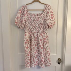 Smocked Bodice Puff Sleeve Dress